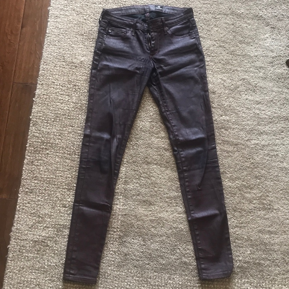 AG Burgundy faux leather jeans
